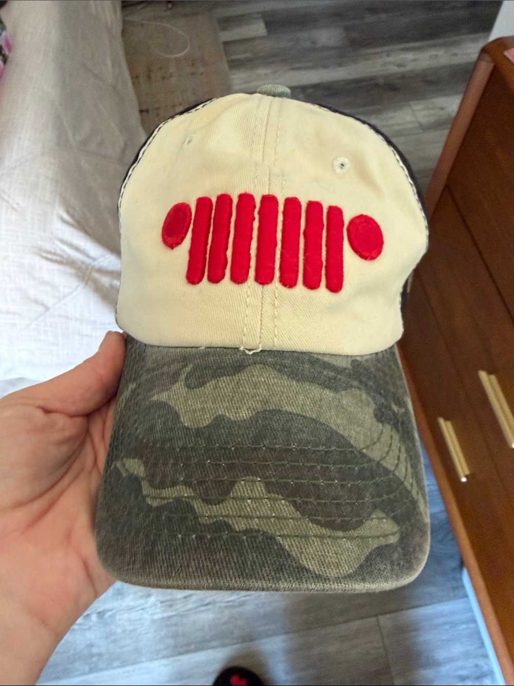 Jeep Camo Baseball Cap with Red Accent